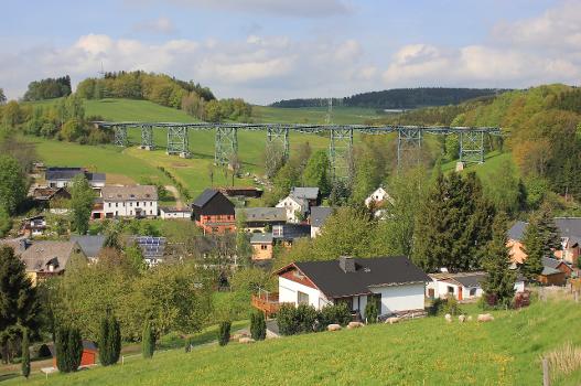 Markersbacher Viadukt in Sachsen. Ort Markersbach im Erzgebirgskreis.