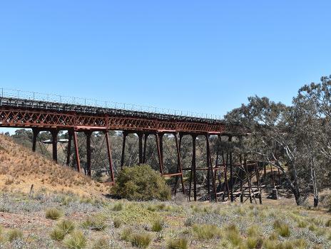 Melton Viaduct carrying the Ballarat V/Line rail service across Melton Reservoir