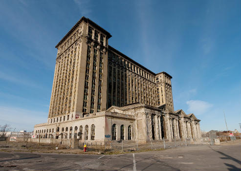 The former Michigan Central Train Station, on Michigan Avenue in Detroit:Built in 1913, the station served passengers until its closure in 1988