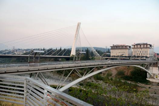 The Millennium Bridge in the city center of Podgorica, Montenegro