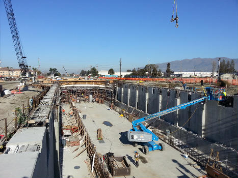 View of construction at the future , part of the Silicon Valley BART Extension (Phase 1).