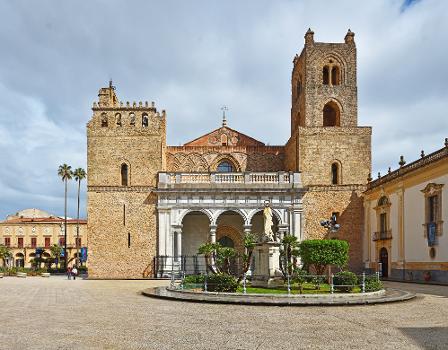 Main facade of the Cathedral in Monreale, Sicily