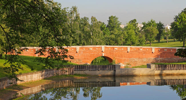 Moscow, Russia. Tsaritsyno Museum Reserve. Orangery Bridge.