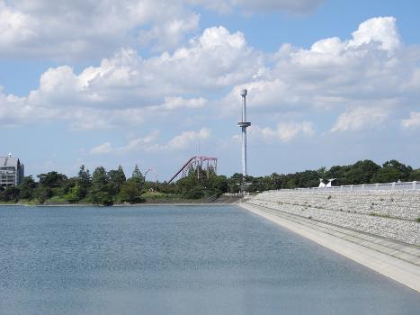 The Murayama Reservoir and barrier. Higashiyamato, Tokyo, Japan.