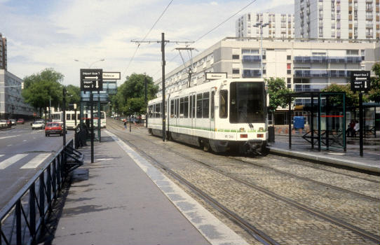 Nantes SEMITAN SL 1 (M1 304) Bellevue (Endstation) im Juli 1992.