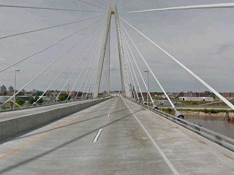 The New Mississippi River Bridge is an impressive Cable-Stayed Bridge that carries an extension of I-70 in St. Louis, Missouri over the Mississippi River. The bridge was built to help relieve traffic on the Poplar Bridge downstream.