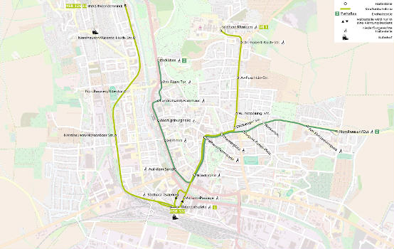 Liniennetz der Straßenbahn Nordhausen 2019
