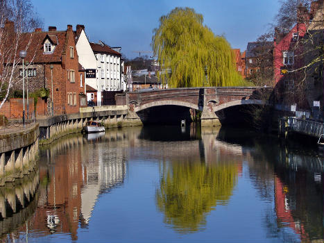 Fye bridge over the river Wensum in the city of Norwich, Norfolk, England