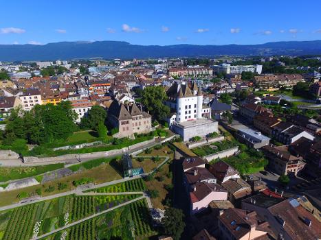 Nyon Castle, aerial view