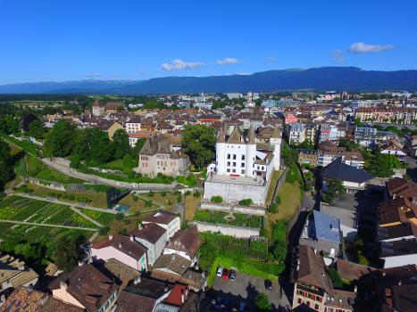 Nyon Castle, aerial view