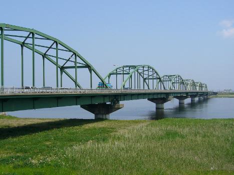 The Omigawa Bridge over the Tone River linking Kamisu City, Ibaraki Prefecture and Katori City, Chiba Prefecture, Japan