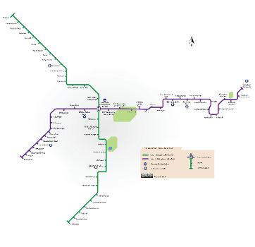 Operational Line map of Namma Metro as of November 2024