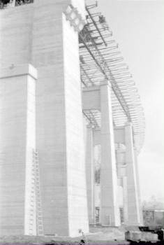 Pier supports for the Pattullo Bridge under construction. New Westminster, BC, Canada.