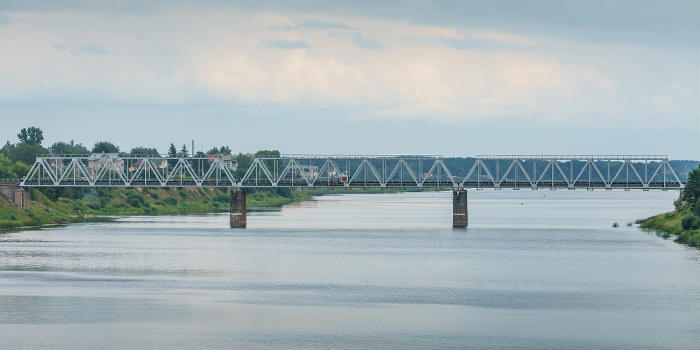 Riga Railway Bridge in Pskov, Russia