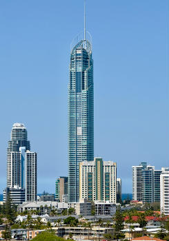 Q1 and Surfers Paradise seen from Home of the Arts, Queensland, 2023