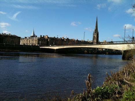 The Queens Bridge with the River Tay flowing below in Perth, Scotland
