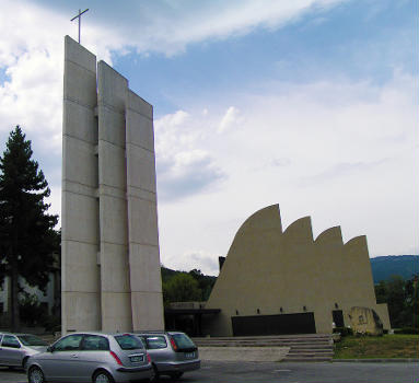 East facade of Alvar Aalto's Church at Riola di Vergato