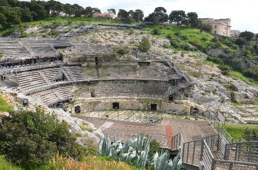 Roman amphitheatre, half carved in the rock in the 2nd century AD, Caralis (Cagliari), Sardinia