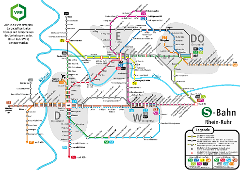 Netzplan der S-Bahn Rhein-Ruhr ab 2019