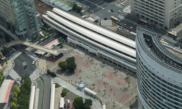 Sakuragicho Station as viewed from the observation deck of the Yokohama Landmark Tower
