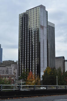 Crowne Plaza Hotel, Seattle, Washington, seen from across Interstate 5.