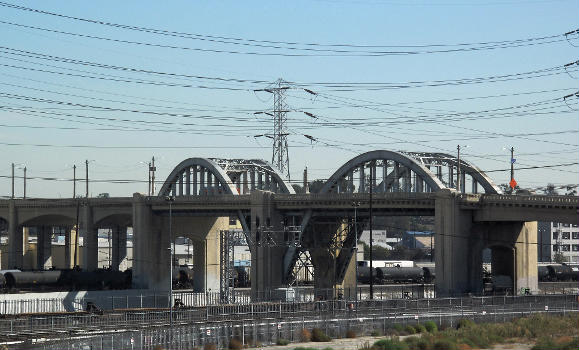 The historic Sixth Street Bridge over the Los Angeles River, downtown Los Angeles.
