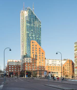 Skrapan, a tower block (mostly office and hotel) in Västerås, Sweden.
