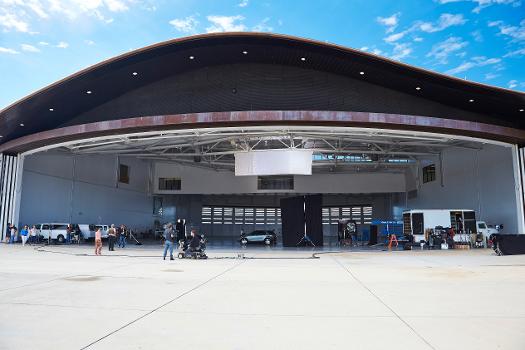 Terminal hangar at the Spaceport America, taken during a Land Rover Discovery Sport photo shoot