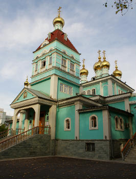 St. Nicholas Church in Almaty (Kazakhstan) was built in 1909:But it was converted to a barn for cavalry horses by the Soviets but was eventually restored and reopened as a church in 1980.