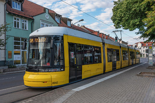 Tram on route 89 in Strausberg, Brandenburg, Germany