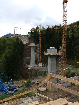 Stubaitalbahn. Mutterer Brücke in Bau
