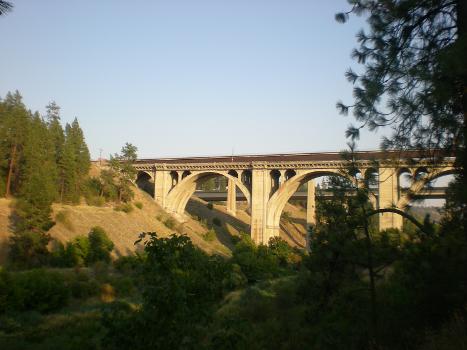 The Sunset Boulevard Bridge : also known as the Latah Creek Bridge, spanning Latah Creek (also known as Hangman Creek) at High Bridge Park, Spokane, Washington