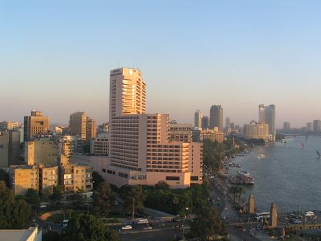 Sunset over Nile and Cairo