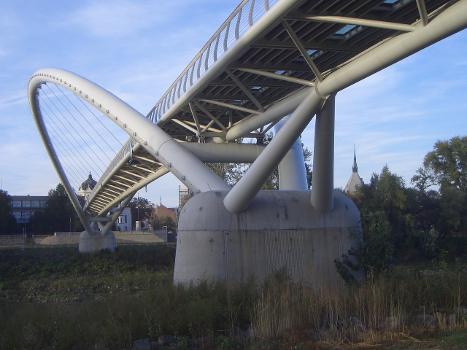 Szolnok, Hungary, Tiszavirág-footbridge ("Mayfly Bridge") over the Tisza river (inaugurated 2011)
