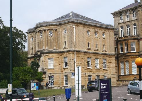 Southwest wing of the Grade II listed town hall in Bournemouth.