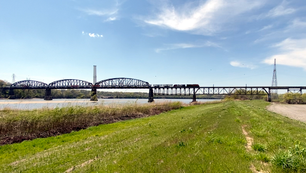 Train on Sibley Railroad Bridge