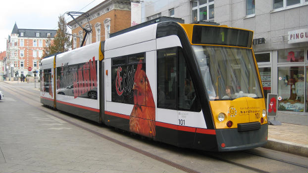 Tram 101 in Nordhausen (Germany)