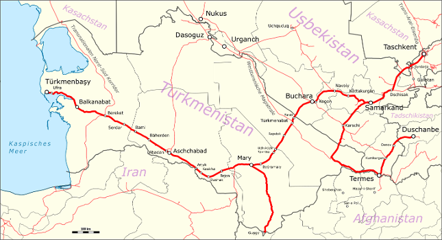 Map of the main road of the