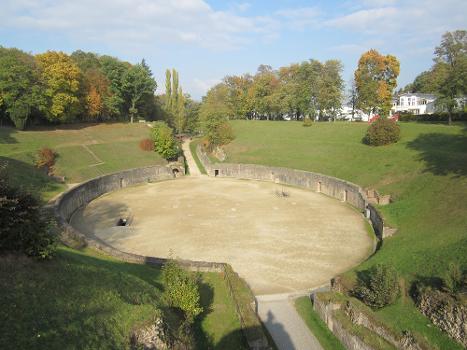 The Roman amphitheatre in Trier viewed from the south