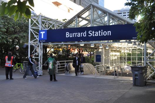 Entrance to Burrard Street SkyTrain Station, Vancouver, BC.
