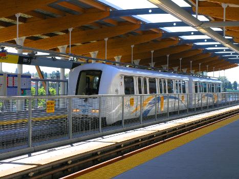 A train of Vancouver's Skytrain (Millenium Line) at Rupert station