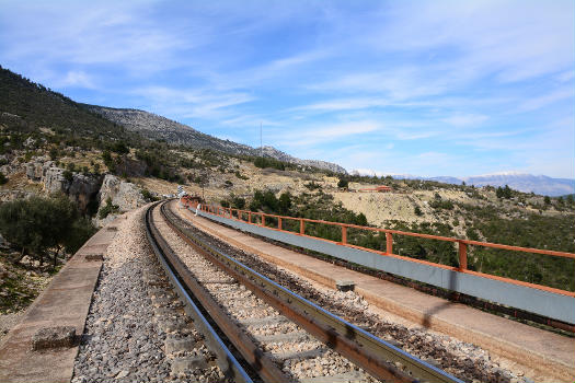 Rails on Varda viaduct from west side. Kıralan, Karaisalı - Adana, Turkey.