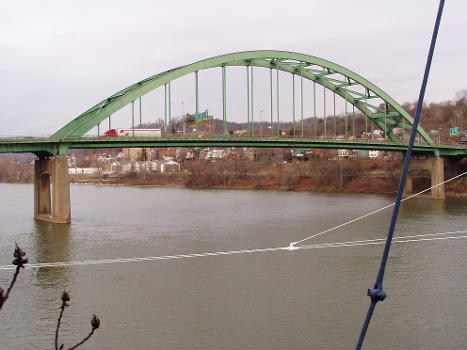 The Vietnam Veterans Memorial Bridge is a four-lane arch-suspension bridge in the United States:It carries Interstate 470 over the Ohio River between Bridgeport, Ohio and Wheeling, West Virginia.