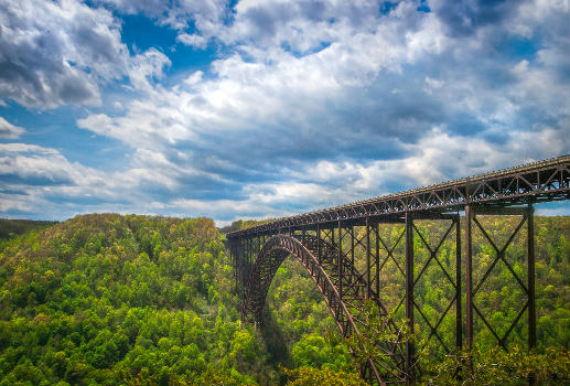 New River Gorge Bridge : Seen from the overlook at the north end of the New River Gorge (facing southwards), near Fayetteville, West Virginia. Taken May 5, 2013 using an Olympus E-3 DSLR by Shawn Ullerup.