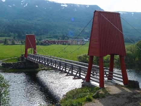 Vollan bridge from Riksvei 3, Vollan farm in background, Kvikne, Tynset, Norway