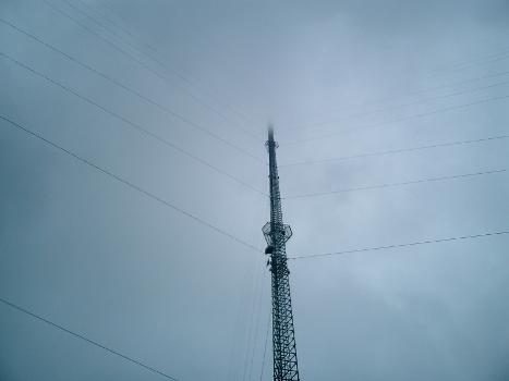 WCTV Tower From 400' to 1100' disappearing into the clouds : Manufactured by Kline Iron and Steel stacked in 1987.