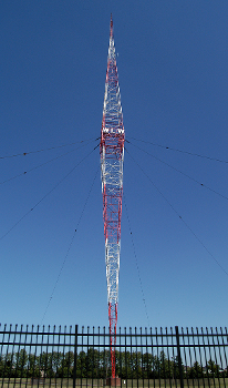 The single Blaw-Knox transmission tower for radio station WLW-AM in Cincinnati, Ohio