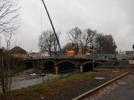 König-Albert-Brücke an der Äußeren Oybiner Straße in Zittau am Beginn der Bauarbeiten, Dezember 2012