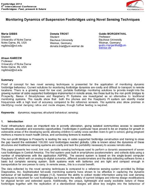  Monitoring Dynamics of Suspension Footbridges using Novel Sensing Techniques