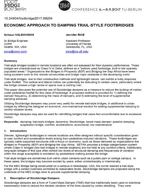  Economic Approach to Damping Trail-Style Footbridges